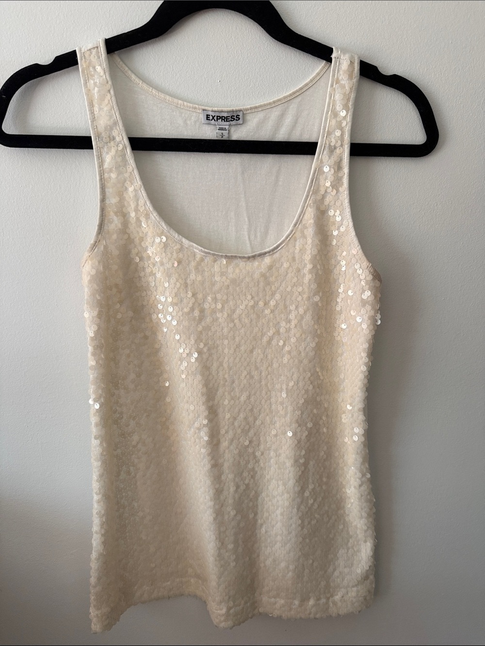 Express Ivory Sequin Tank Top
